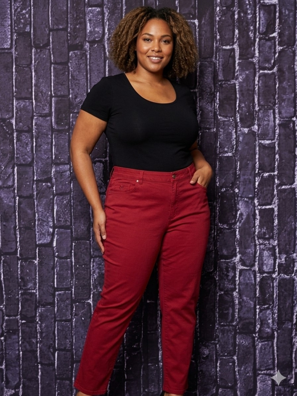 Gloria Vanderbilt Amanda Slim Jeans  Red/Burgundy Plus Size 22W New